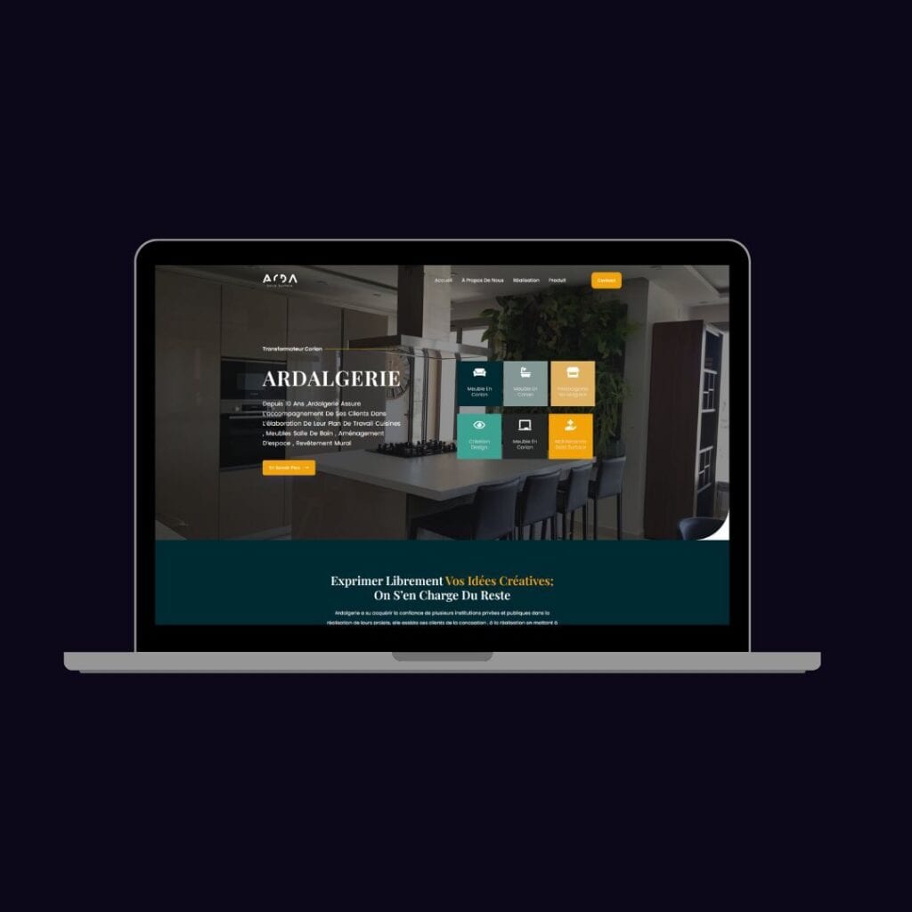 arda algerie site web élaboré par intouch , agence digital en Algérie 