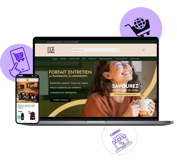 dz coffee machine site e-commerce Algérie - site dévéloper par intouchdz