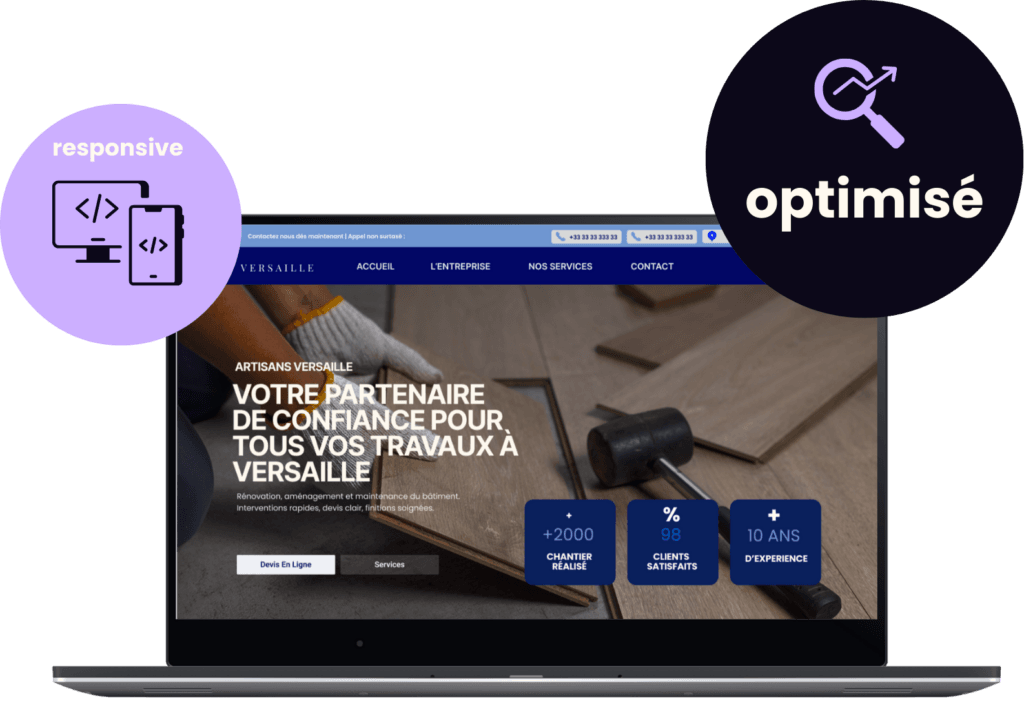 création site vitrine en Algérie - projet : artisans versailles site web élaboré par intouch