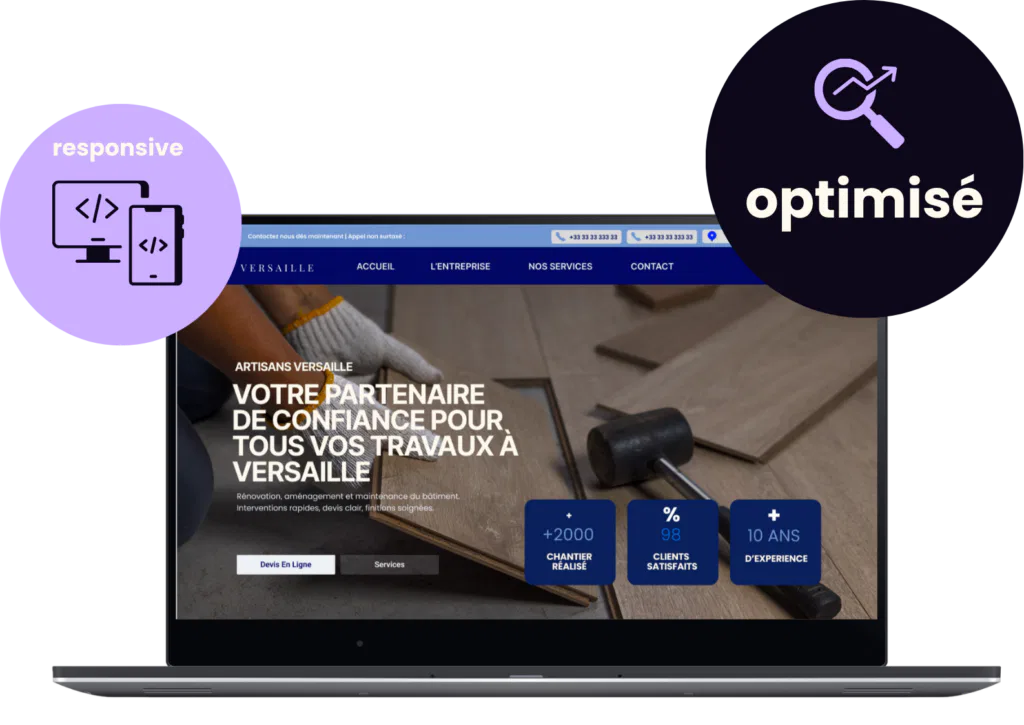 création site vitrine en Algérie - projet : artisans versailles site web élaboré par intouch